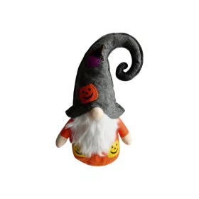   Halloween-i narancssárga ruhás világító manó, 35 cm - új (D8)