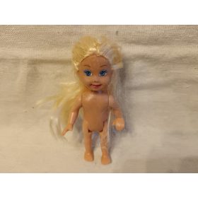   Pici, használt, jó állapotú baba kócos hajjal – 12 cm (G4)