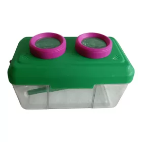   Bogár megfigyelő doboz nagyítókkal és csipesszel, 14 cm – használt (C5)