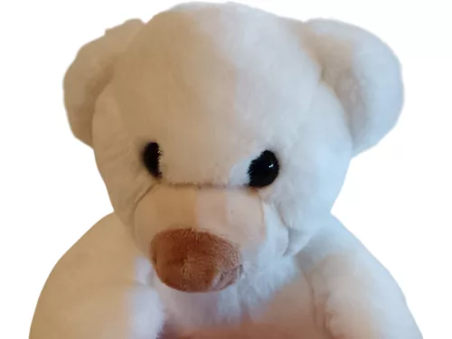 Fehér szivecskés maci plüssfigura 25 cm - újszerű (C6)