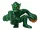 Zöld kobold minifigura narancssárga bombával, 4 cm – újszerű (OP2)