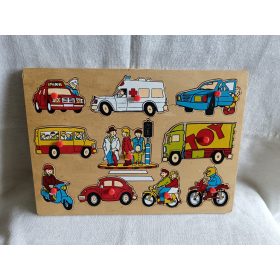   Fa fogantyús kirakó közlekedési járművekkel – használt, jó állapotban (G4)