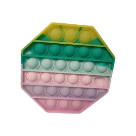   Pasztell szivárvány színű nyolcszögletű Pop It stresszoldó játék, 13 cm - újszerű (A7)