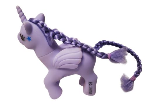 Használt jó állapotú lila szárnyas unikornis lila sörénnyel (a6)