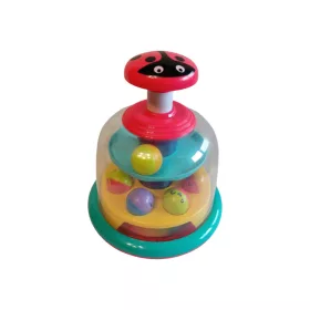   Dumel Discovery / Kiddieland Press 'N Spin Ladybird – Katicás pörgettyű, 20 cm - jó állapotú (C6)