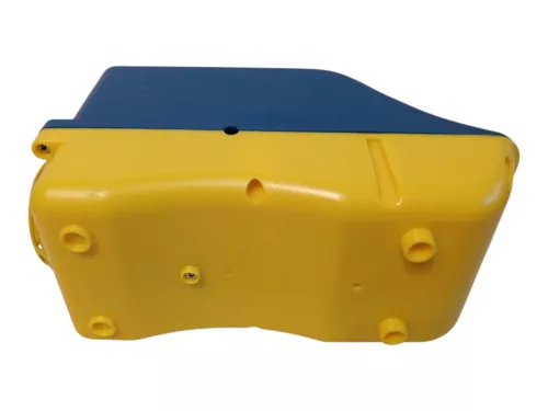 Kék-sárga automata elemes buborékfújó, 17 cm - jó állapotú (E4)