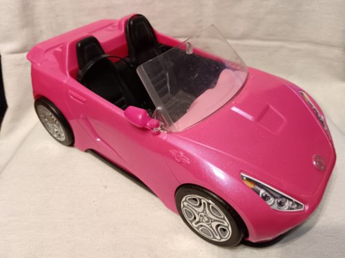 Barbie rózsaszín kabrió autó – használt, újszerű állapotban, 30 cm (G3)