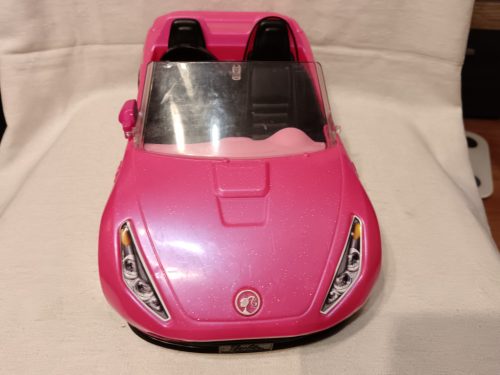 Barbie rózsaszín kabrió autó – használt, újszerű állapotban, 30 cm (G3)