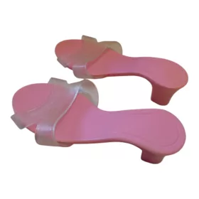   Rózsaszín kislány papucs áttetsző pánttal, 18 cm belső talphossz – használtabb állapotú (B3)