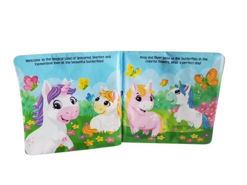 Unikornisos pancsikönyv, kb. 13×13 cm – jó állapotban (D3)