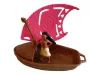 Vaiana hajó (15 cm) és figura (nem Disney) (7 cm) szett - hiányos, újszerű (evezőlapát hiányzik) (G4)