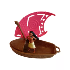   Vaiana hajó (15 cm) és figura (nem Disney) (7 cm) szett - hiányos, újszerű (evezőlapát hiányzik) (G4)