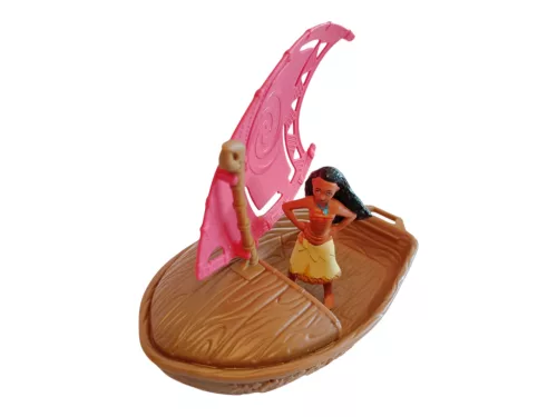 Vaiana hajó (15 cm) és figura (nem Disney) (7 cm) szett - hiányos, újszerű (evezőlapát hiányzik) (G4)