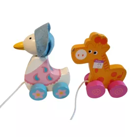   Orange Tree Toys prémium húzható fa játékcsomag (Liba + Zsiráf)  12-13 cm - használt (E4)