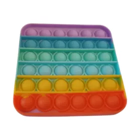   Szivárvány színű négyzet alakú pop it játék, 12 cm – jó állapotú (G2) 