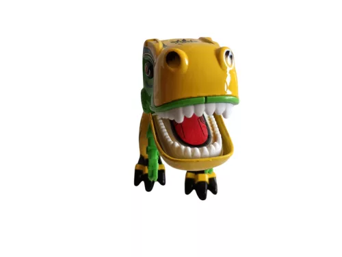 MY66 Die-Cast Interaktív fém T-Rex dinoszaurusz – Világító szemmel és hanghatásokkal, 12 cm - jó állapotú (B7)