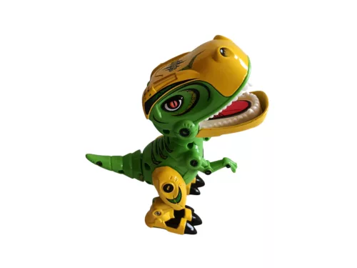 MY66 Die-Cast Interaktív fém T-Rex dinoszaurusz – Világító szemmel és hanghatásokkal, 12 cm - jó állapotú (B7)