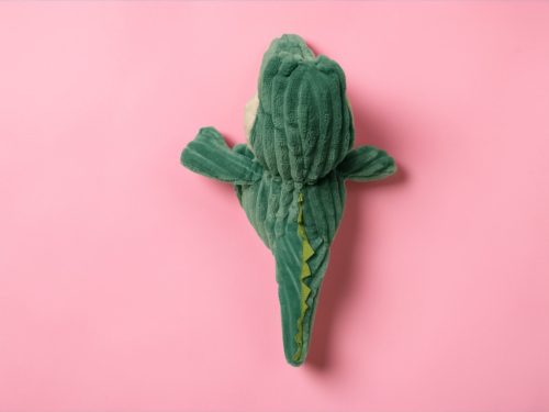 Zöld Kinder krokodil plüss figura, 26 cm – újszerű (A7)
