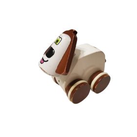 Használt állapotú fa gurulós kutya (E3)