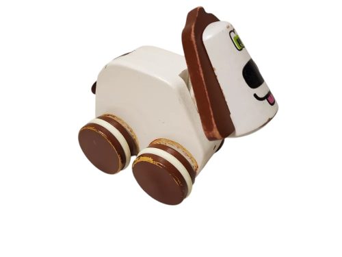 Használt állapotú fa gurulós kutya (E3)