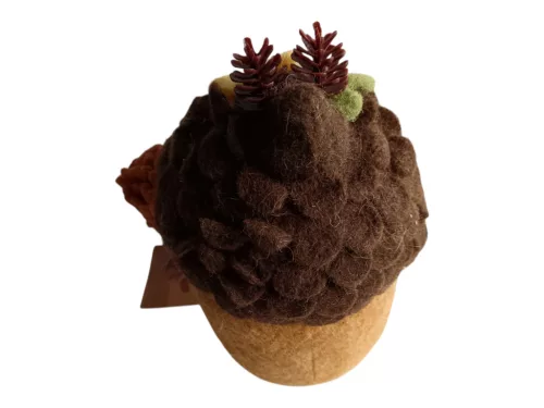 Nemezelt/gyapjú őszi asztali dekoráció sünivel, 20 cm - új (D8)