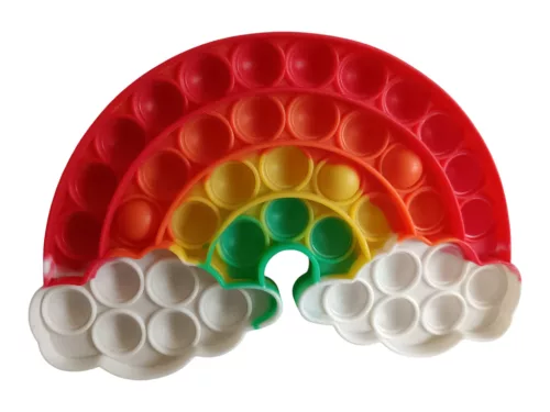 Szivárvány formájú Pop It fidget stresszoldó játék, 17 cm – jó állapotú (C5)