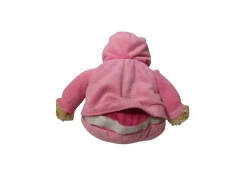 Kapucnis maci plüssjáték – használt, jó állapotban (34 cm, bábként is használható) (a2)
