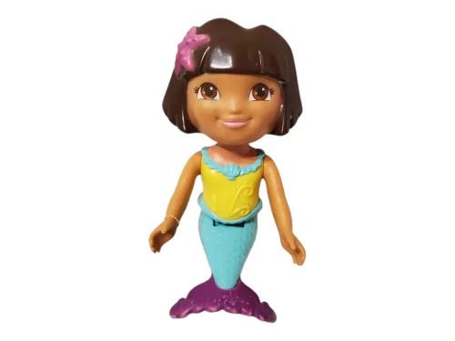 Nickelodeon Dóra baba sellő jelmezben – 21 cm, jó állapotban (OP2)
