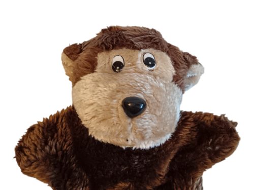 Majom báb plüssfigura – 20 cm, jó állapotú (B1)