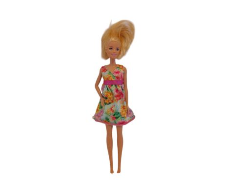 Mattel Barbie baba virágos ruhában – használt jó állapotú (30 cm) (B2)