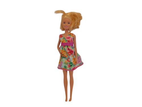 Mattel Barbie baba virágos ruhában – használt jó állapotú (30 cm) (B2)