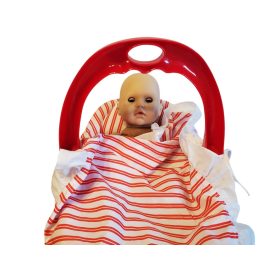   Babahordozós játékbaba szett – használt jó állapotú (baba 35 cm, hordozó 40 cm) (D3)