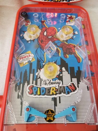 Pókember pinball játék hanggal és számlálóval – használt, hibás plexivel (39 cm) (A6)