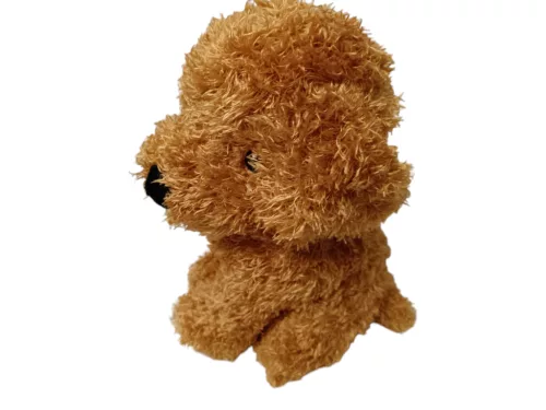 Barna bozontos kutya plüssfigura 20 cm – használt, jó állapotú (E5)