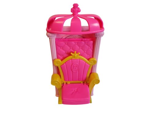 Barbie trónszékből átalakítható ágy és fürdőkád babával – használt, jó állapotú (30 cm baba) (D3)