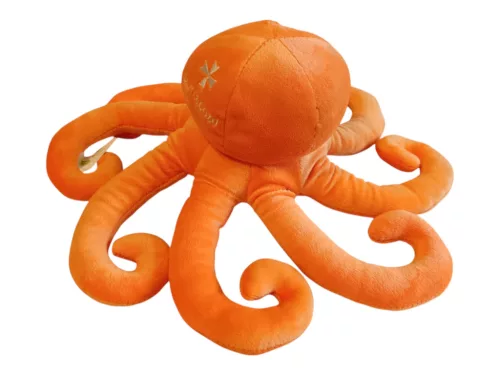 Narancssárga polip plüssfigura 24 cm – használt, újszerű állapotban (a5)