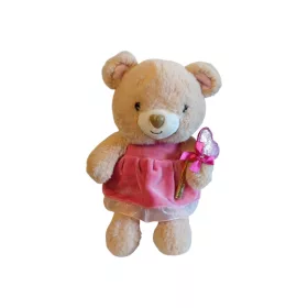 Szivecskés rózsaszín ruhás maci 30 cm - újszerű (A2)