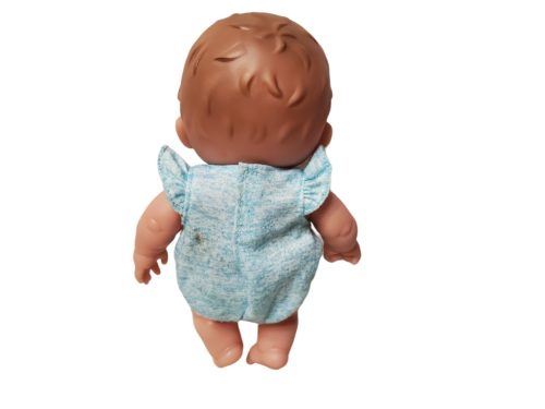 Berenguer baba kék masnival – használt, jó állapotú (21 cm) (b6)